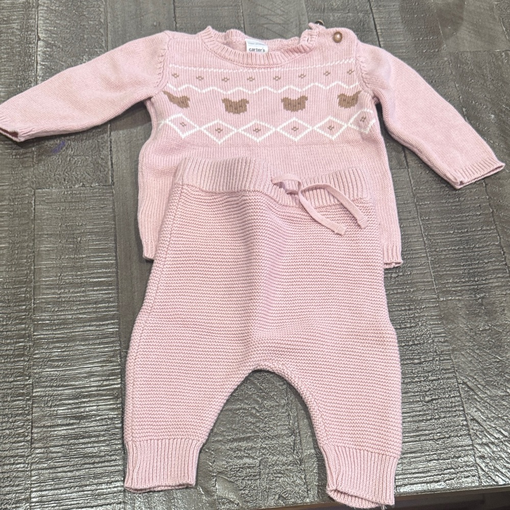 Carters pink teddy bear sweatsuit 3 month